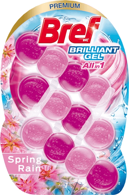 Гель для туалету Bref Brilliant Gel весняний дощ 3 х 42 г