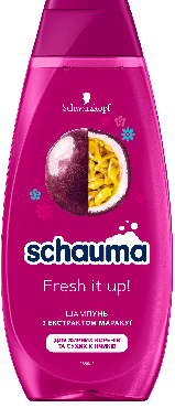 Шампунь SCHAUMA Fresh it up! с экстрактом маракуйи для жирных корней и сухих кончиков 400 мл.