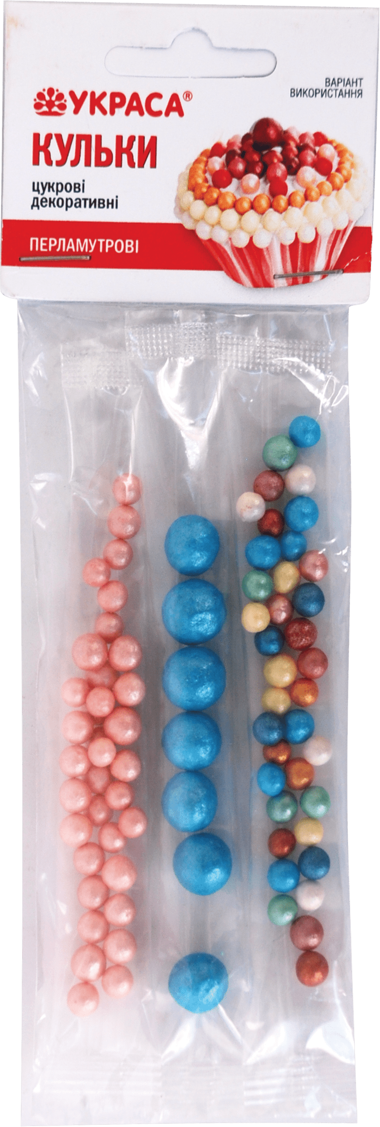 Сахарные шарики Украса декоративные перламутр 3 стики, 17 г, 1 упаковка