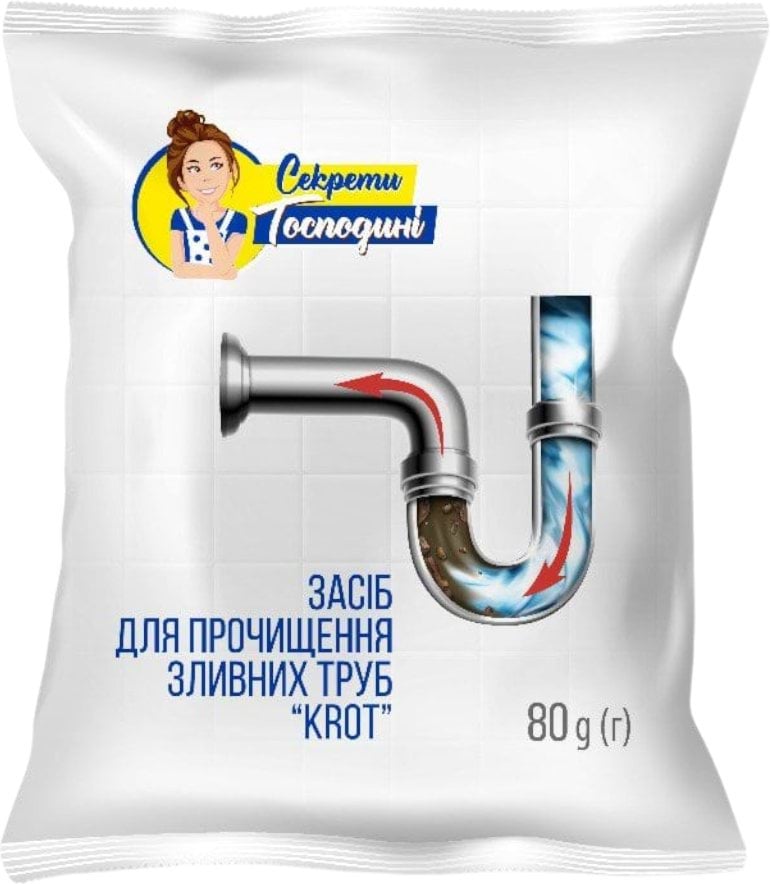 Засіб для чищення зливних труб Секрети Господині Krot 80 г