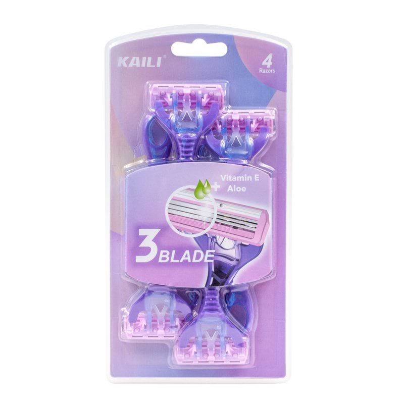 Станки жіночі Kaili одноразові на блістері 3 леза, 4 шт