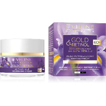 Крем-ліфтинг для обличчя Eveline Gold & Retinol, підтягуючий від глибоких зморшок 60+, 50 мл
