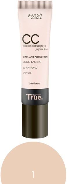 Тональний крем для обличчя Maxi Color True Solution CC, 30 мл, відтінок 01