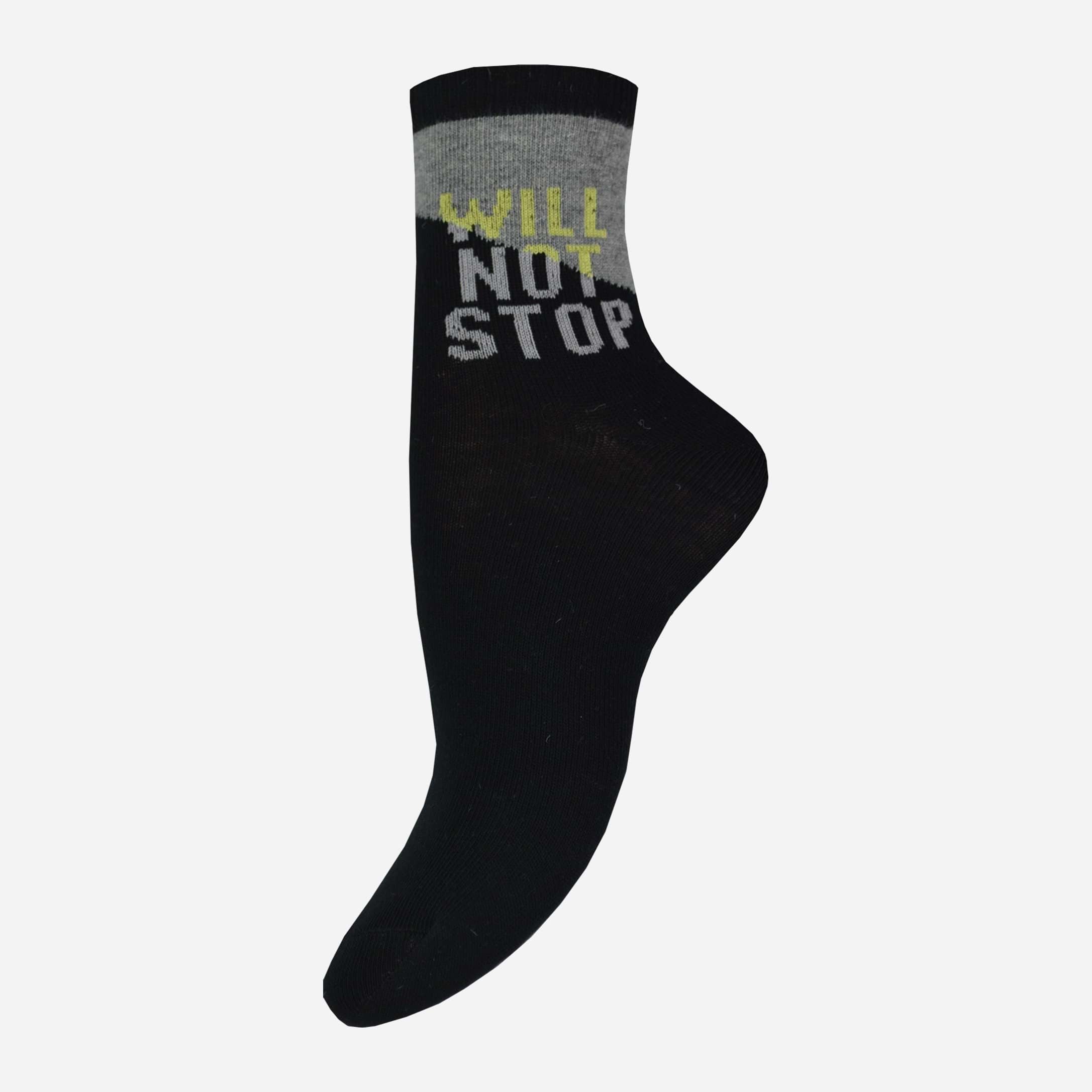 Легка хода Шкарпетки дитячі з написом "WILL NOT STOP", чорний, розмір 22-24 см,1 пара
