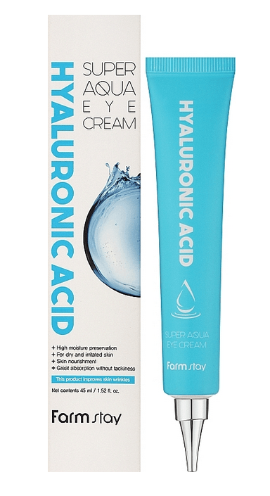 Крем для шкіри навколо очей з гіалуроновою кислотою FarmStay Hyaluronic Acid Super Aqua, 45 мл