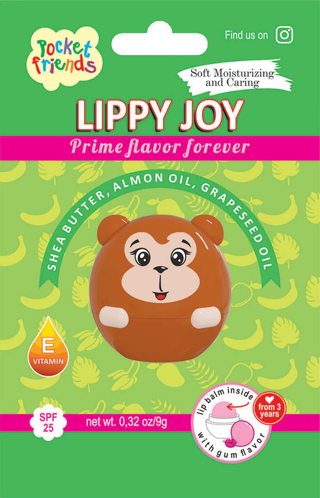 Бальзам для губ Lippy JOY POCKET FRIENDS Мавпочка бабл гам