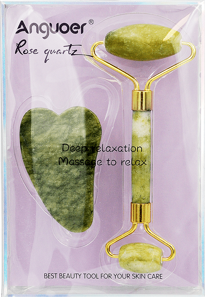 Набор подарочный Anguoer (Ролик для лица + скребок массажный Гуаша), 1 шт
