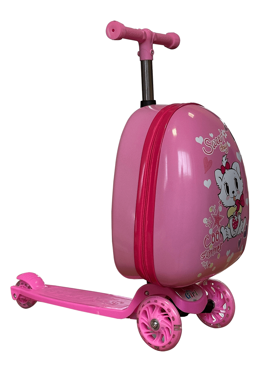 Чемодан-самокат 2в1 детский 15" пластиковый, 1 шт