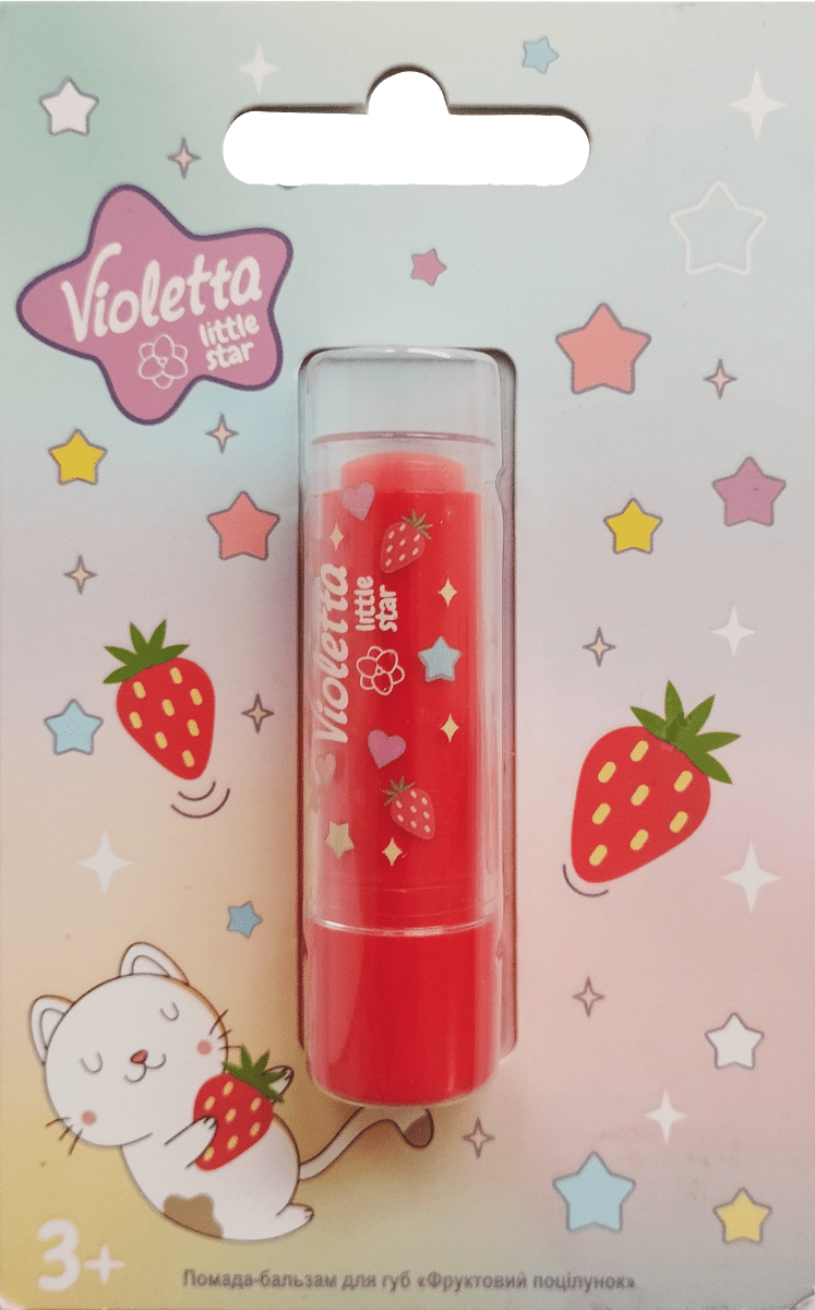 Помада-бальзам для губ Violetta фруктовий поцілунок полуниця 4.5 г