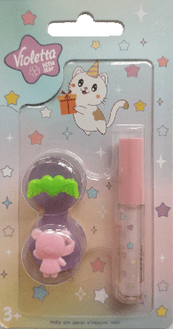 Набір для дівчат Violetta гламурна леді тон 01 (Блиск для губ 2,3 г + каблучки 2 шт)