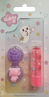 Набор для девочек Violetta яркая модница малина (Помада-бальзам для губ 4.5 г + 2 кольца)