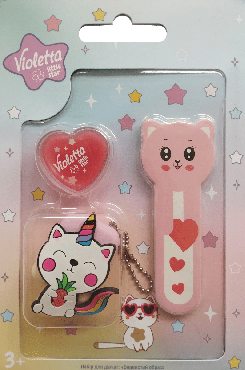 Набор для девочек Violetta красочный образ (Блески для губ Сердце + Мороженое + Пилочка)