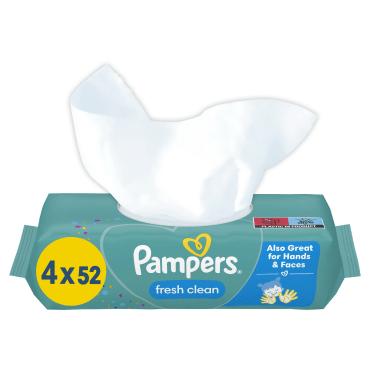 Дитячі вологі серветки Pampers Fresh Clean, 208 штук