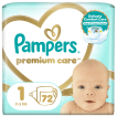 Підгузки Pampers Premium Care Розмір 1 (2-5 кг), 72 шт