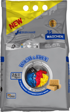 Порошок для стирки Wash & Free универсальный 35 циклов стирки 2,6 кг