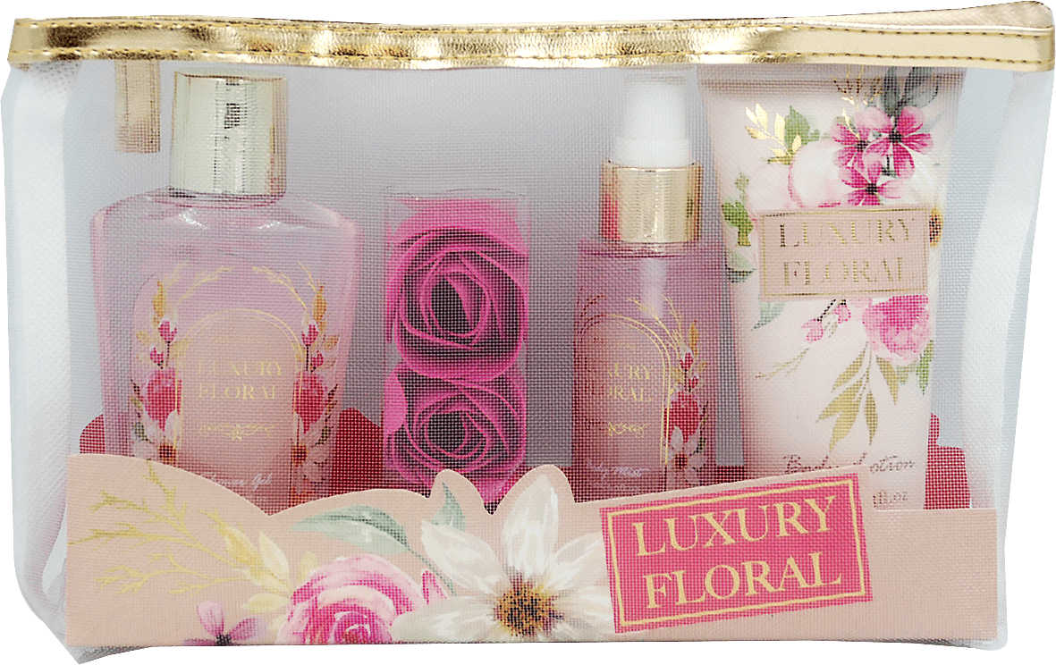 Подарунковий набір Luxury Floral (гель для душу, 100 мл + лосьйон для тіла, 100 мл + спрей для тіла, 60 мл + мильні троянди 3 x 4 г), 1 шт