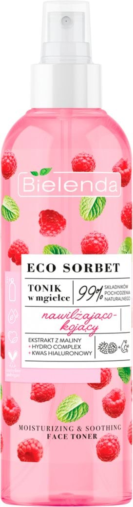 Тонік для обличчя Bielenda Зволожуючий Малина Eco Sorbet, 200мл