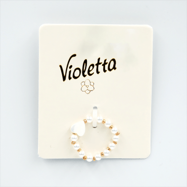 Violetta кольцо с белыми бусинами и сердечком, 1шт