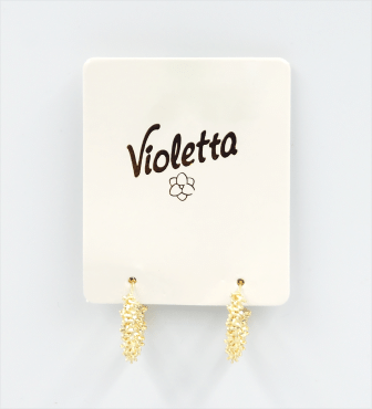 Золотистые серьги Violetta  с текстурной поверхностью, 1пара
