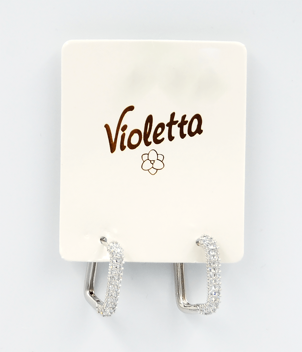 Violetta Стильні сережки прямокутної форми з камінням, 1пара