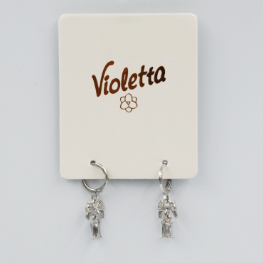 Серьги-кольца Violetta  с подвесками в виде бантика, 1 пара