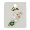 Брошка Violetta із зеленою намистиною, перлиною та стразами, 1шт