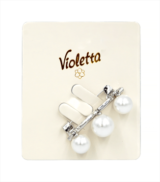 Брошь Violetta  с двумя жемчужинами , 1шт