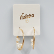 Золотистые серьги-кольца Violetta с жемчугом , 1 пара
