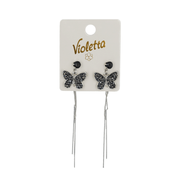Елегантні сережки-метелики з чорними каменями Violetta, 1 пара