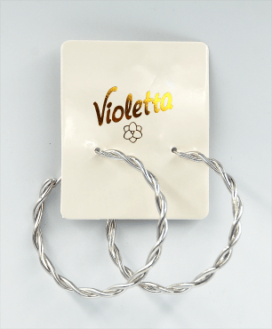 Сережки Violetta переплетені кільця срібла кольору, 1пара