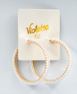 Сережки Violetta  кольца с бусинами, 1пара