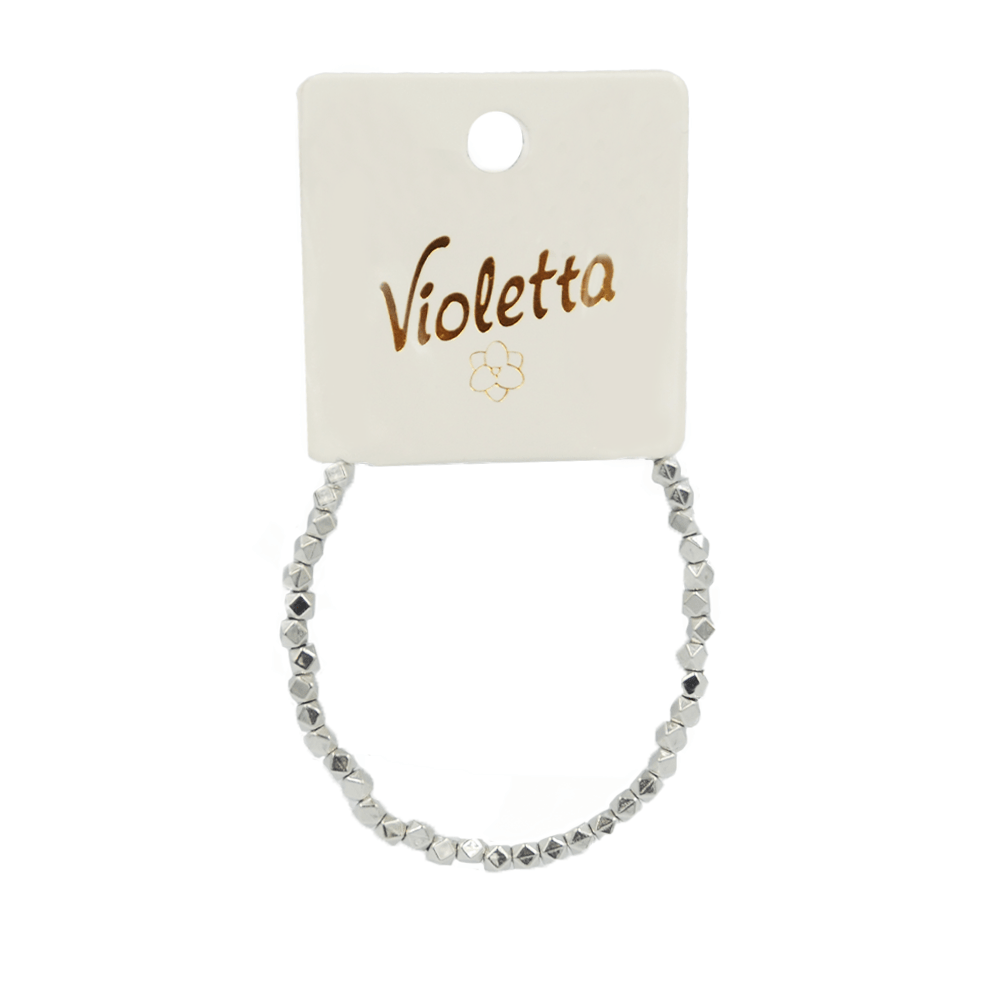 Браслет Violetta зі сріблястих гранованих намистин , 1 шт