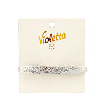 Violetta Текстурированная заколка-автомат для волос серебристая, 1шт