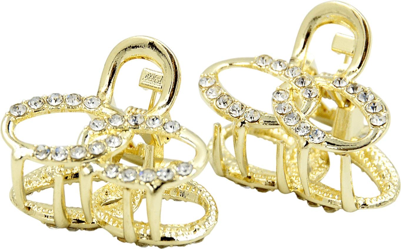 Краби для волосся Violetta металеві кільця зі стразами 2 шт