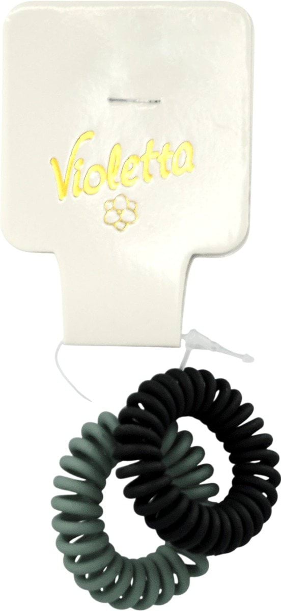 Набор резинок Violetta для волос спираль серая и черная 2 шт