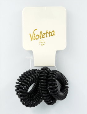 Набор резинок для волос Violetta спираль черные, 4 шт