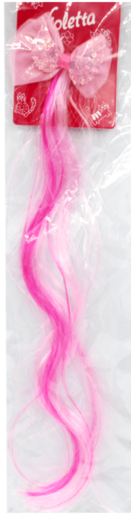 Накладне пасмо рожеве Violetta "Pink Wave" з бантом, 1 шт.