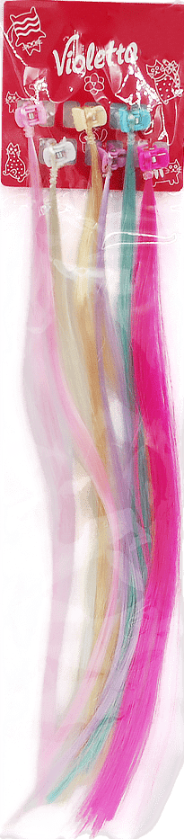 Пряди для волос на клипсах Violetta разноцветные 6 шт
