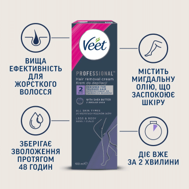 Крем для депиляции Veet Professional для всех типов кожи, с маслом Ши, 100 мл фото 4