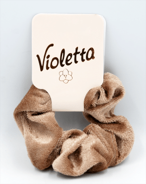 Резинка для волосся Violetta оксамитова беж, 1 шт