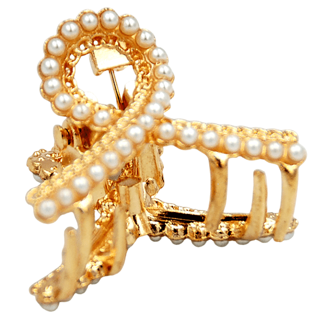 Краб для волосся Violetta металевий з імітацією перлинних намистин 1 шт