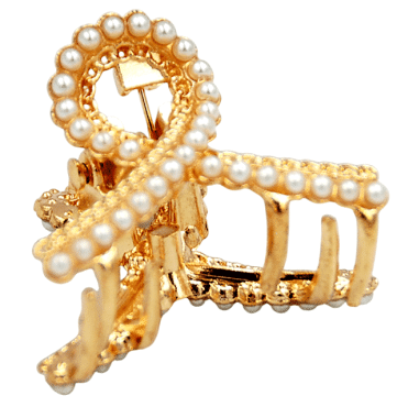 Краб для волос Violetta металлический с имитацией жемчужных бусин 1 шт.