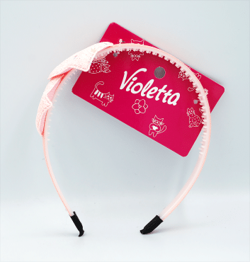 Violetta Детский нежно-розовый ободок для волос с бантиком, 1шт