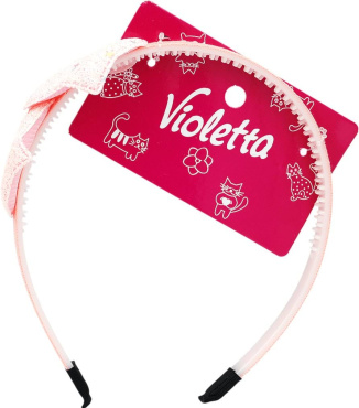 Ободок для волосся Violetta дитячий з бантиком ніжно-рожевий 1 шт