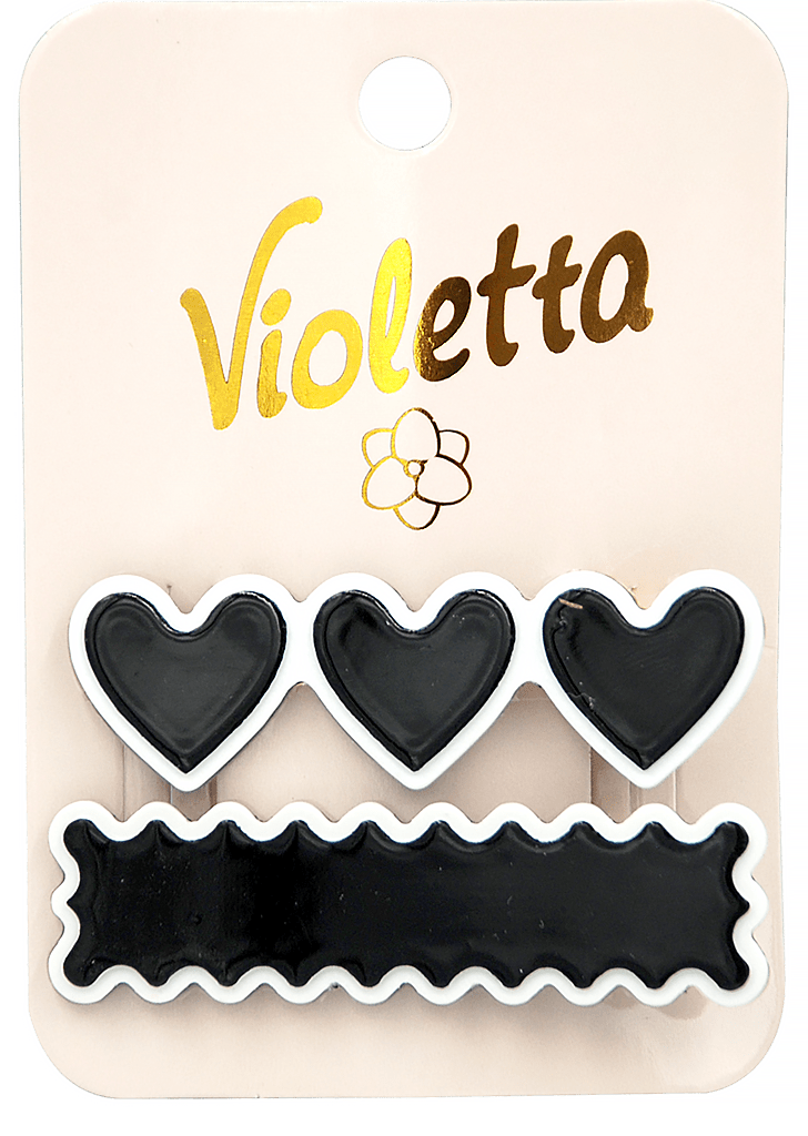 Шпильки для волосся Violetta "Heart & Wave Duo" у формі сердечок, 2 шт.