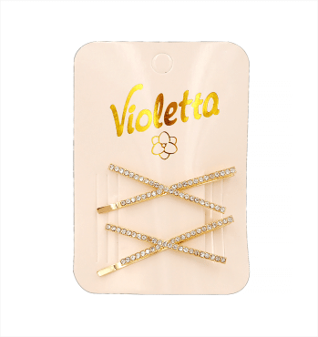Violetta col. невидимки для волосся зі стразами артикул  CH-SM-23-506, 2 штуки