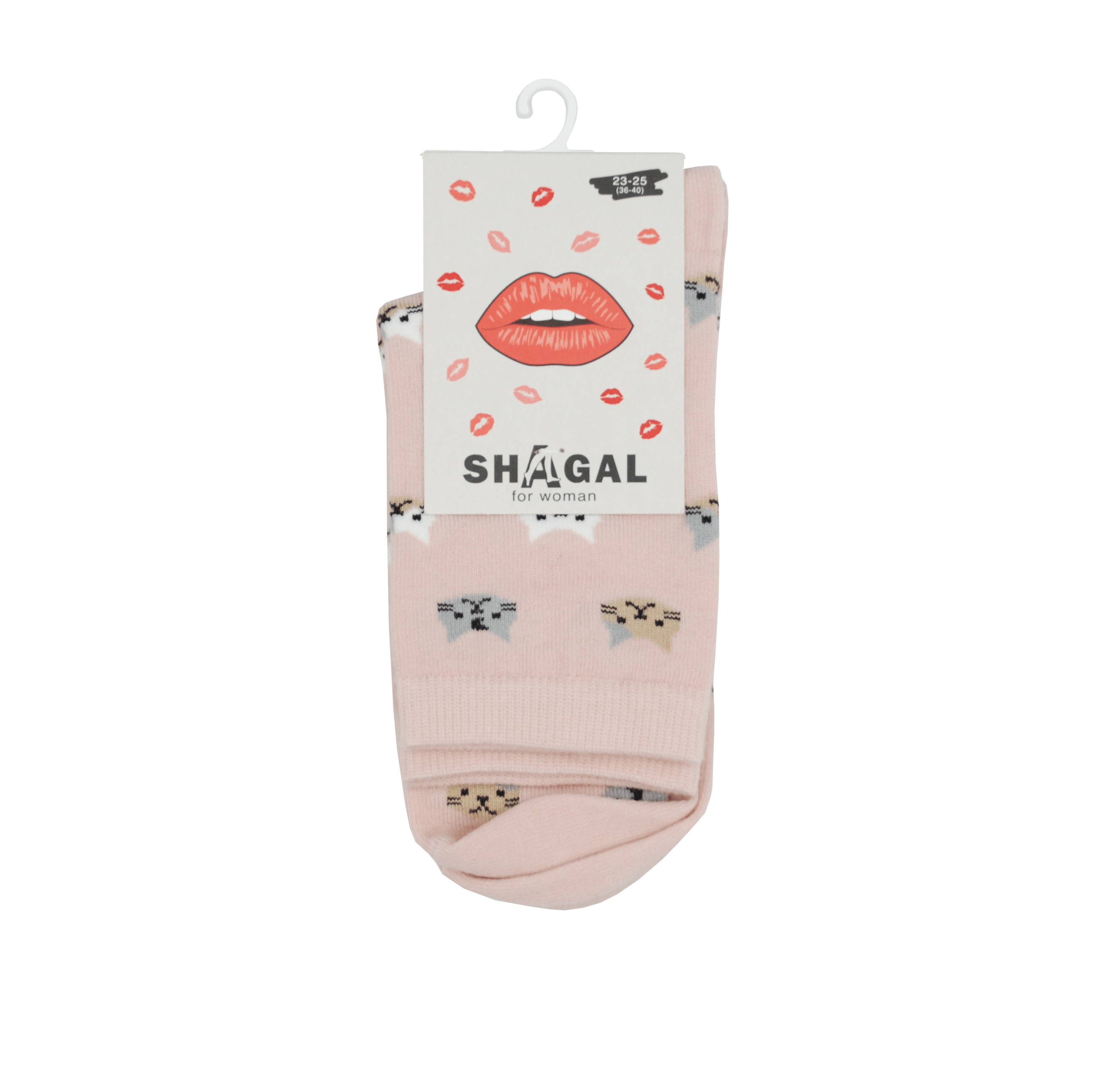 Шкарпетки "Shagal" жіночі з малюнком "Коти" розмір 23-25, рожевий