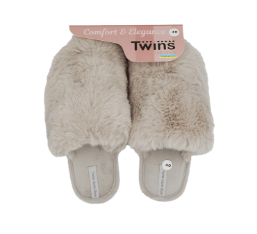 Twins&Ko Капці домашні жіночі HS-LUX хутрянi, закриті, сірi, розмір 40 фото 1