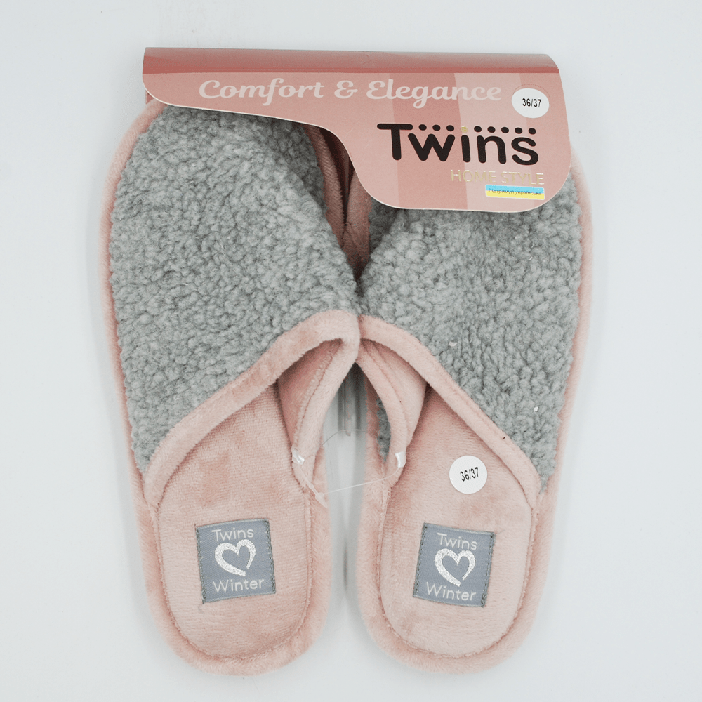 Twins&Ko тапочки домашние женские HS-OZ серые YETI размер 36/37
