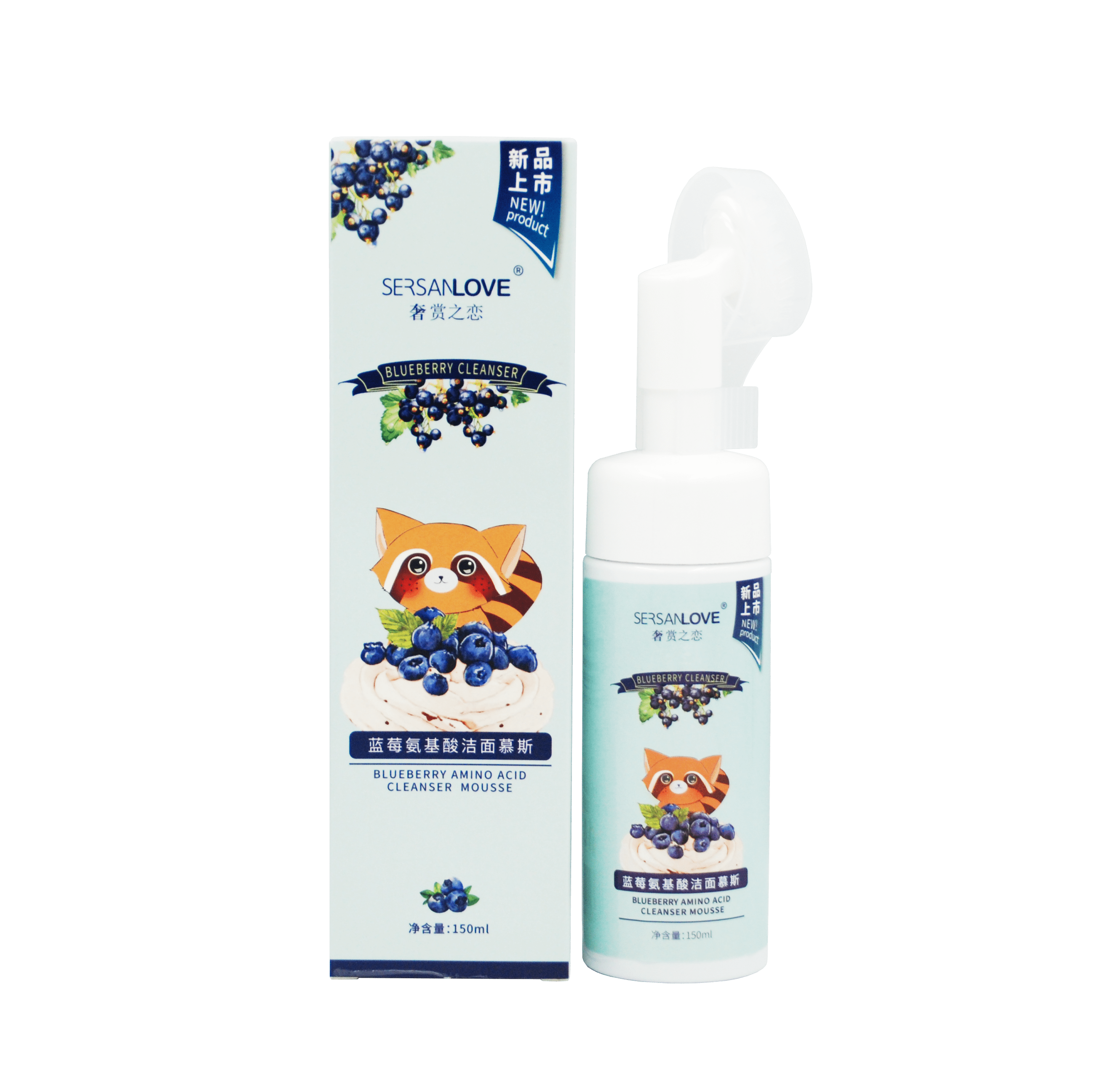 Мусс-пенка для умывания Sersanlove с аминокислотами и черникой Blueberry, 150 мл